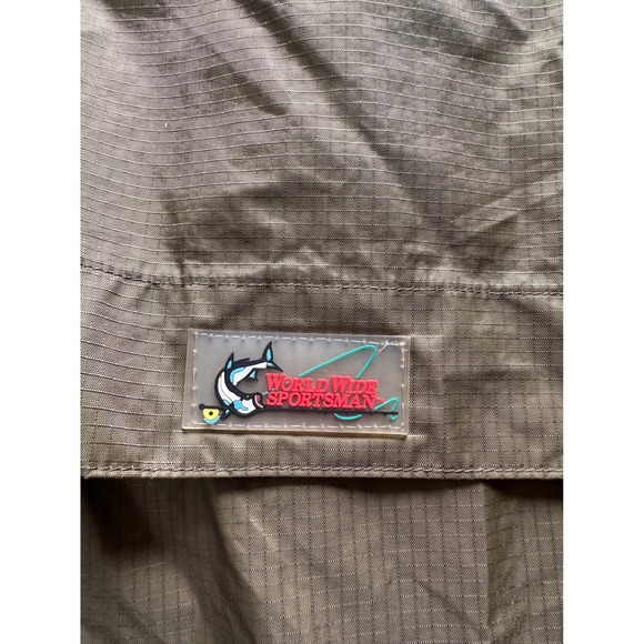 World Wide Sportsman Men's Large Green Ripstop Hooded Rain Jacket Windbreaker L - Picture 9 of 10